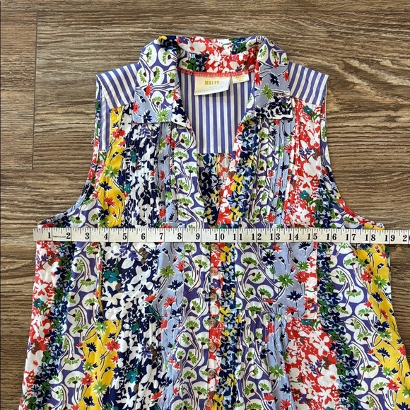 Maeve Anthropologie Whimsical Pintuck Floral Multi Color Sleeveless Blouse Small - Picture 8 of 12